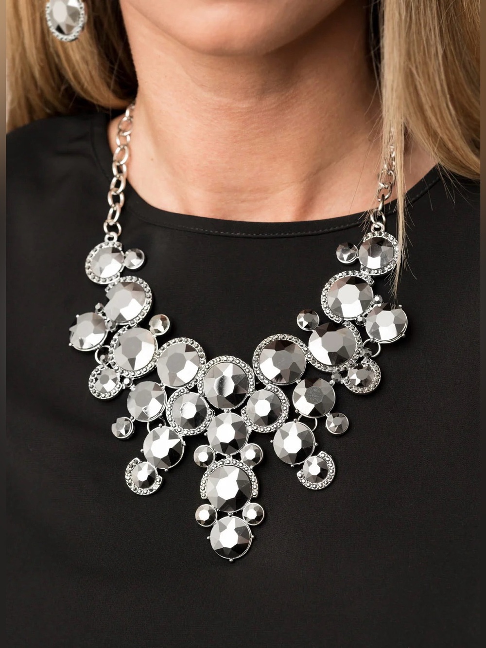 Statement Crystal Bib Necklace & Earrings Set